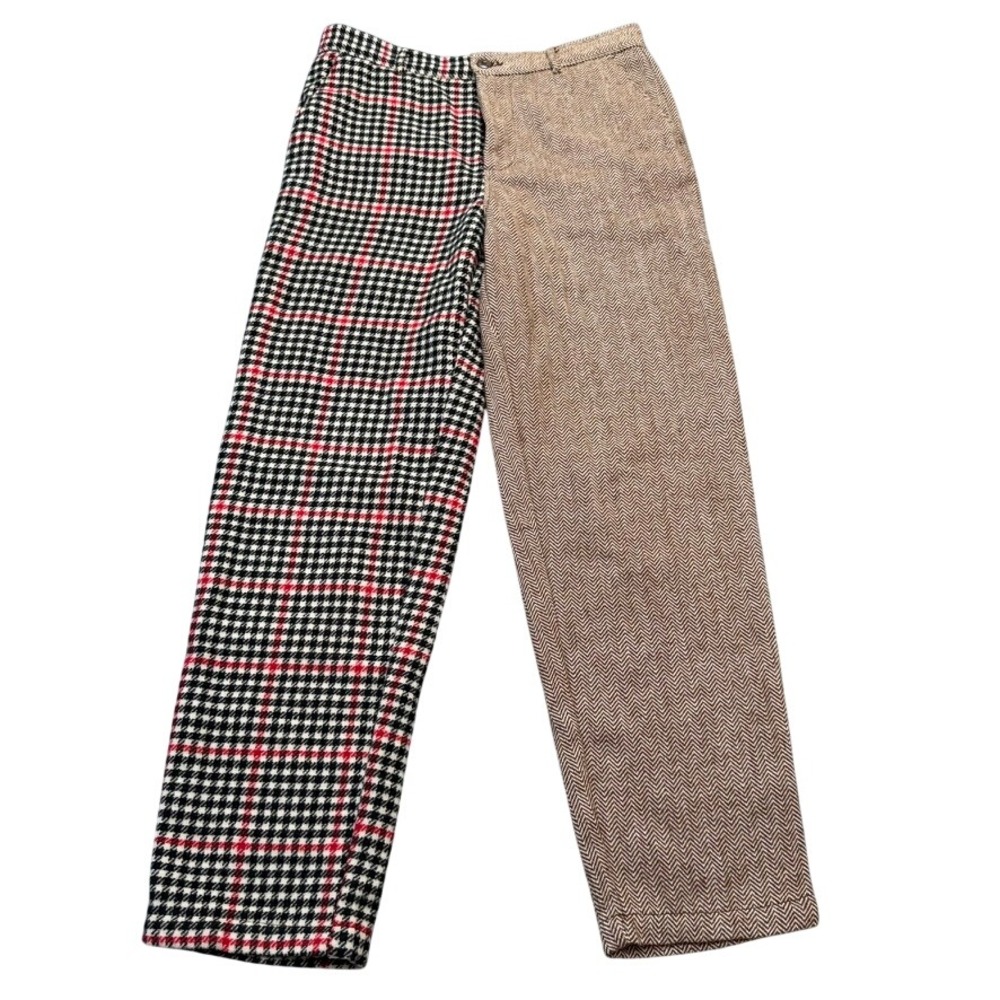 Rowing Blazers Pants Men 30x29 Split Herringbone Plaid Wool Blend Trousers Brown